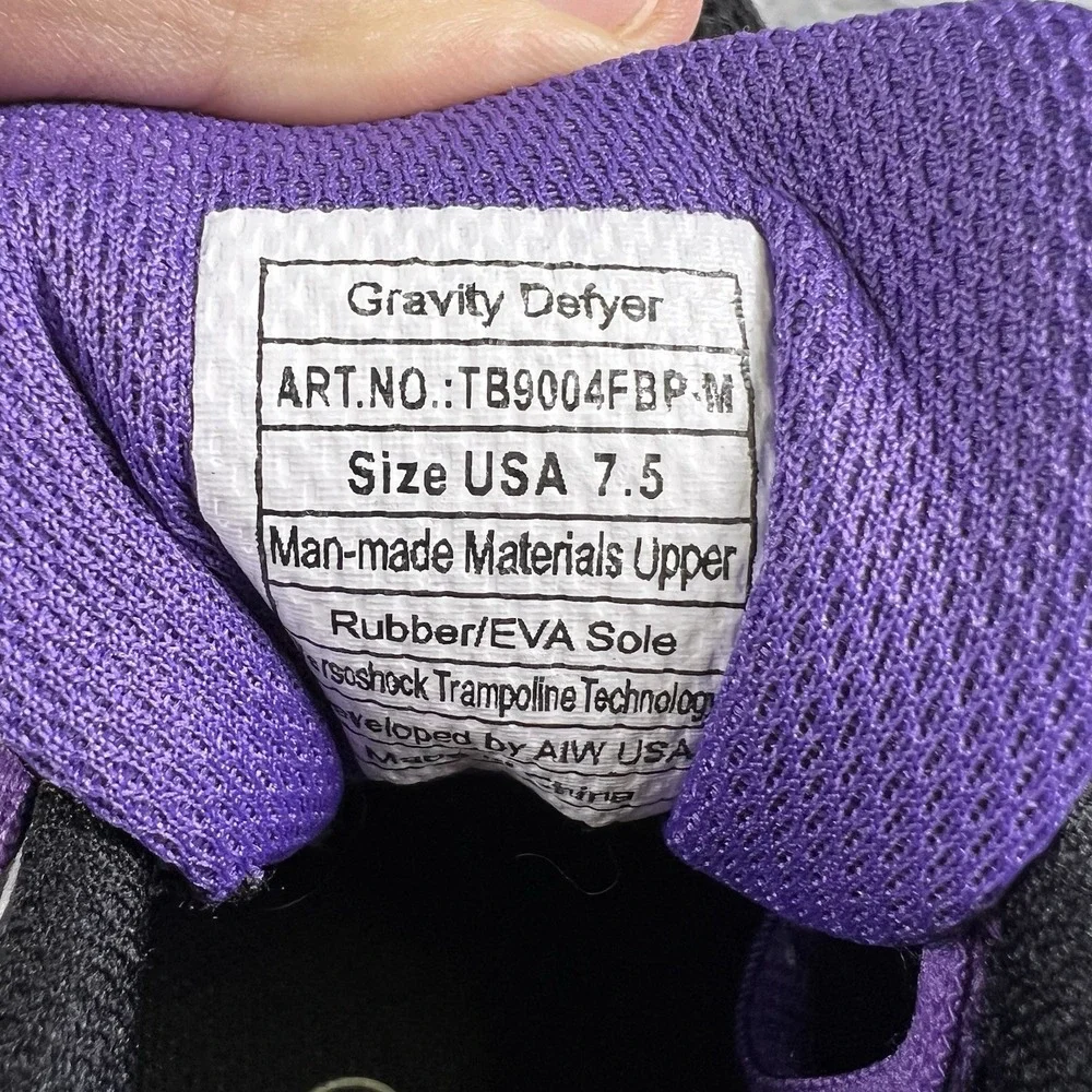 Gravity Defyer Womens 7.5 Walking Shoes Black Purple Comfort GDEFY TB9004FBP-M